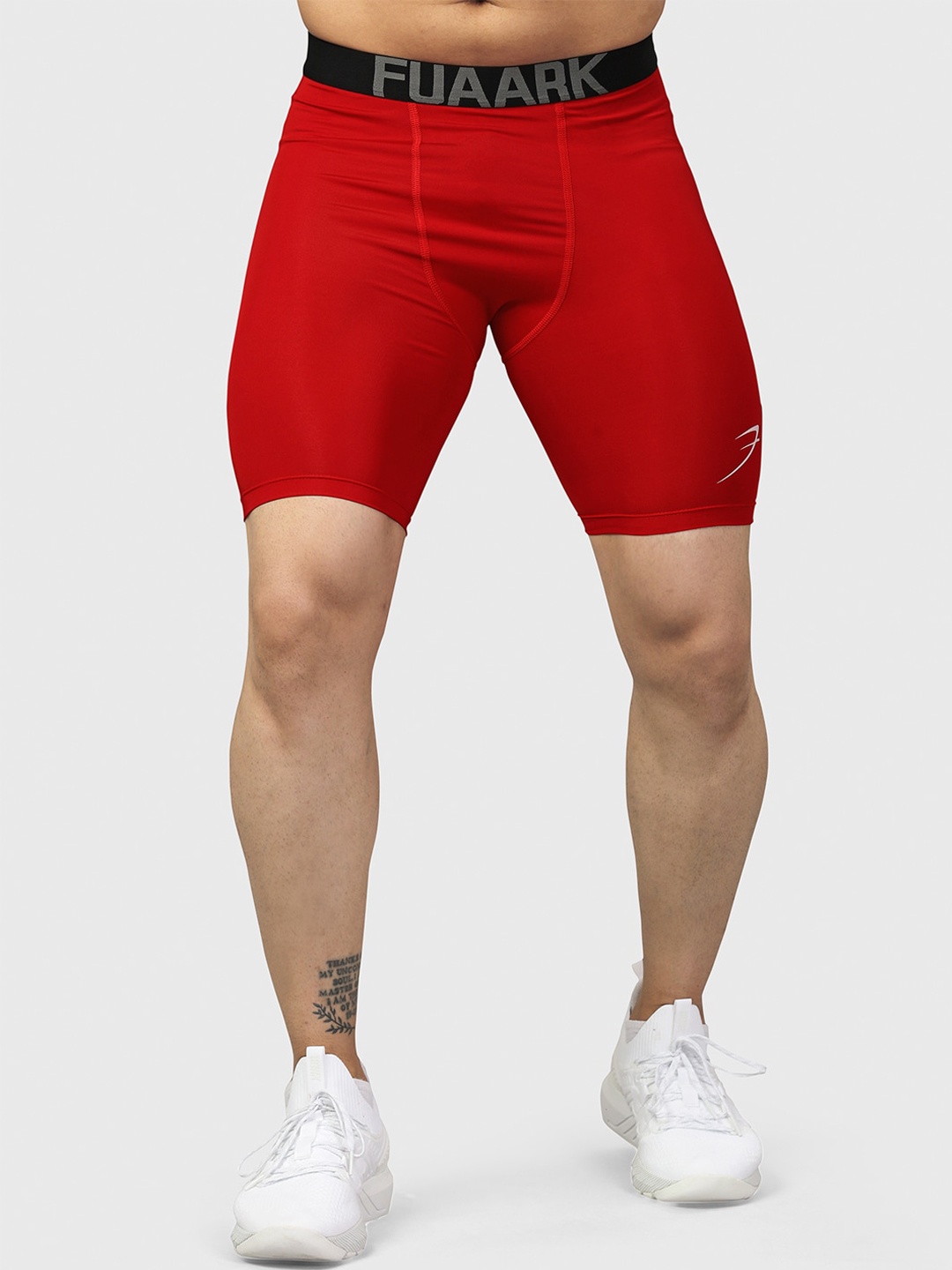 

FUAARK Men Skinny Fit High-Rise Antimicrobial Technology Sports Shorts, Red