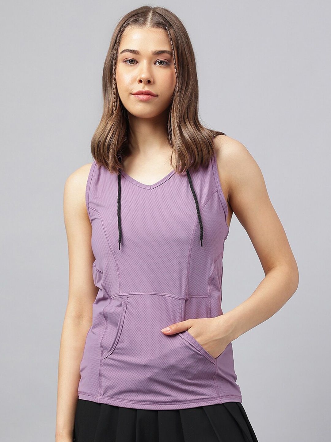 

Fitkin Hooded V-Neck Sleeveless Top, Lavender