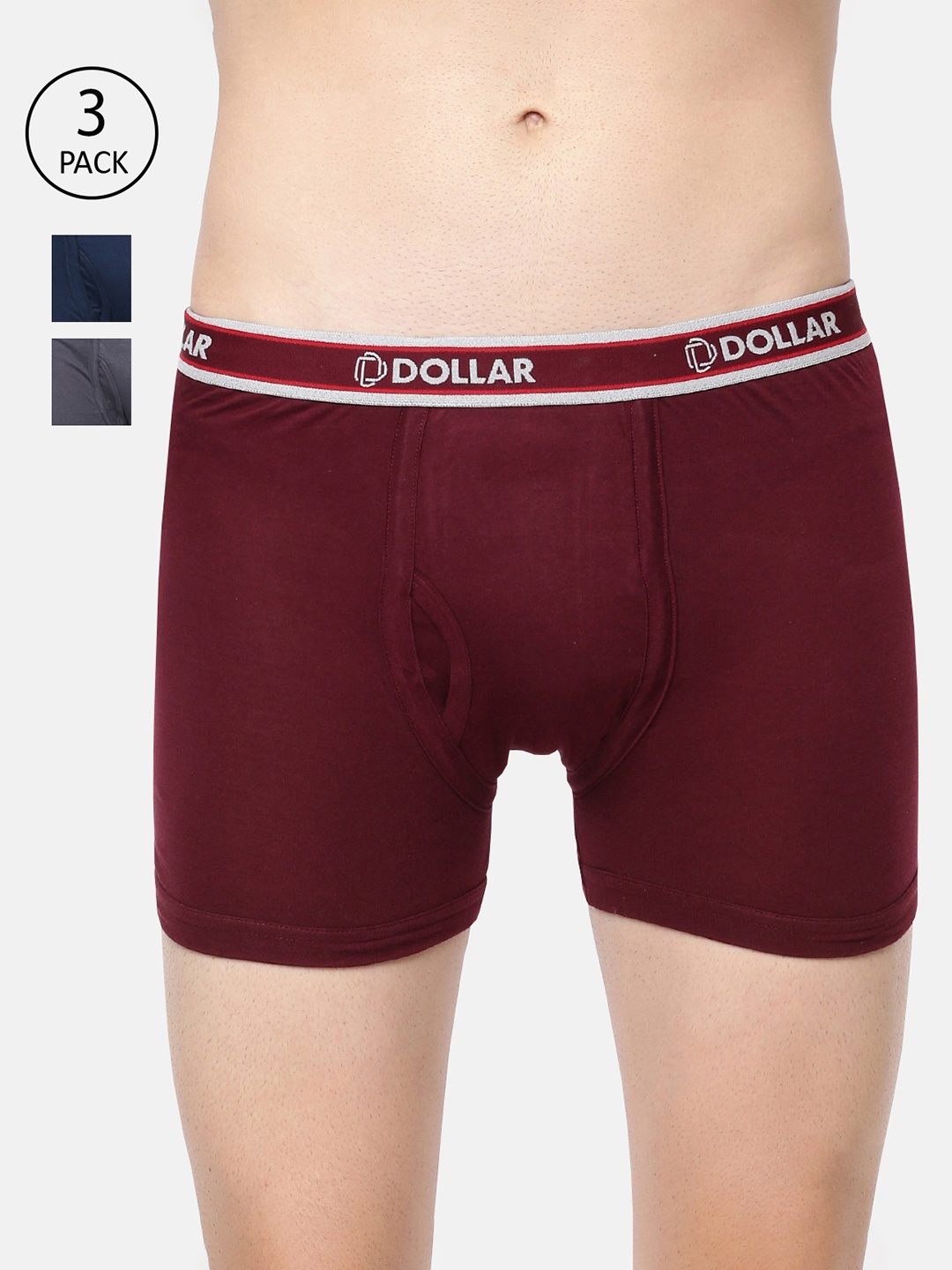 

Dollar Bigboss Men Solid Pack of 3 Combed Cotton Classy Trunk MDTR-08-R1-PO3-GRN, Olive