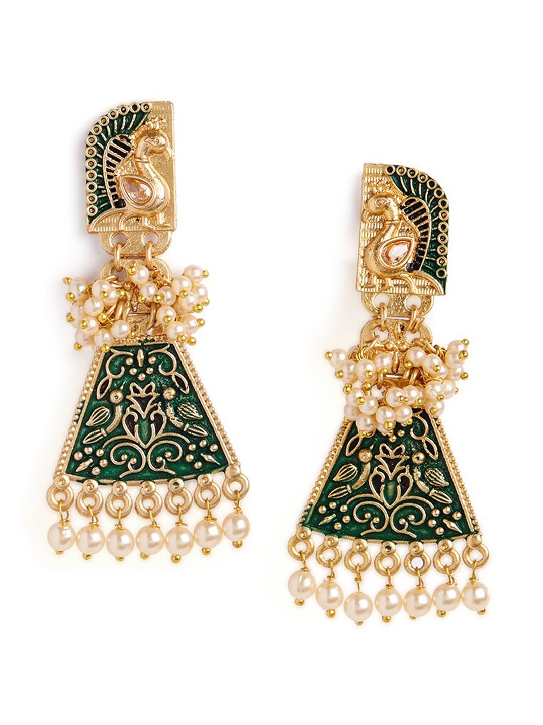 

HOT AND BOLD Gold-Plated Teardrop Shaped Jhumkas Earrings