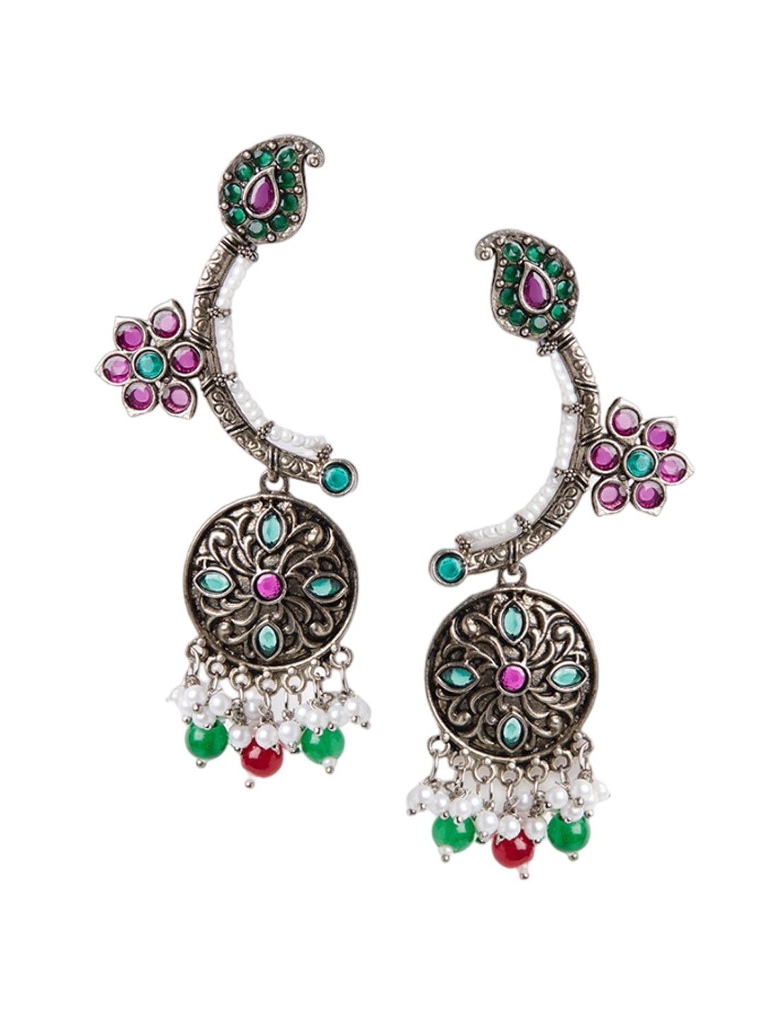 

HOT AND BOLD Silver-Plated Paisley Shaped Drop Earrings