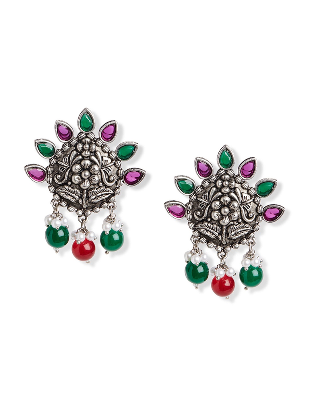 

HOT AND BOLD Silver-Plated Contemporary Drop Earrings