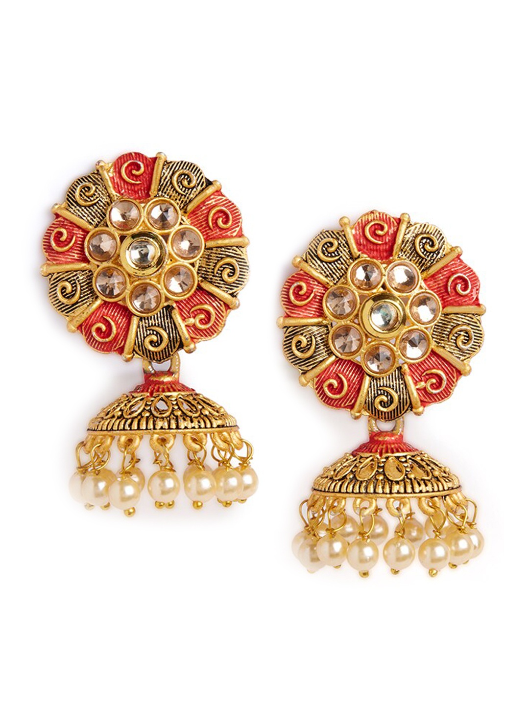 

HOT AND BOLD Gold-Plated Dome Shaped Jhumkas Earrings