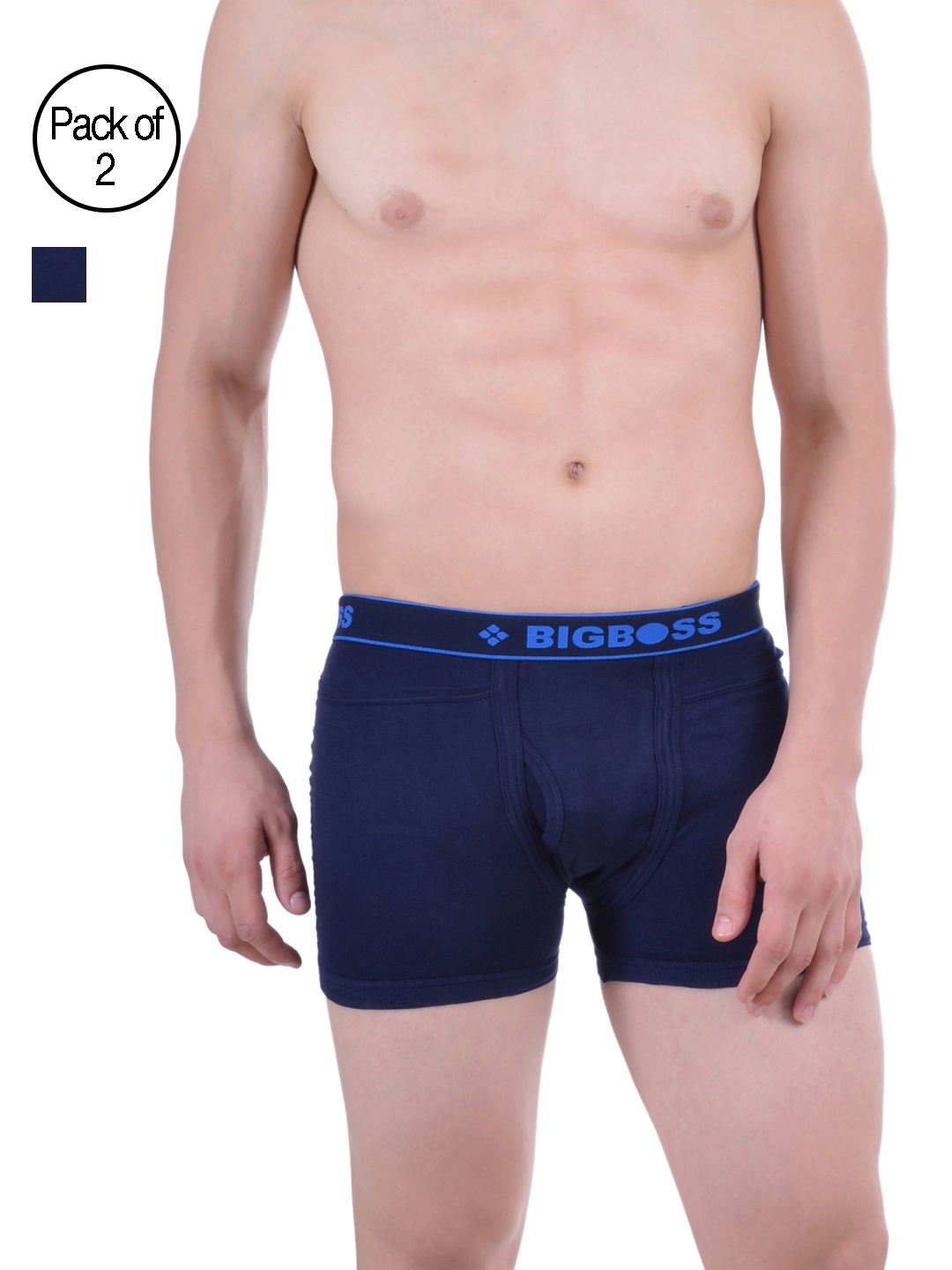 

Dollar Bigboss Men Pack of 2 Combed Cotton Intrerlock Pocket Trunk MDTR-10-R1-PO2-NAVY, Navy blue