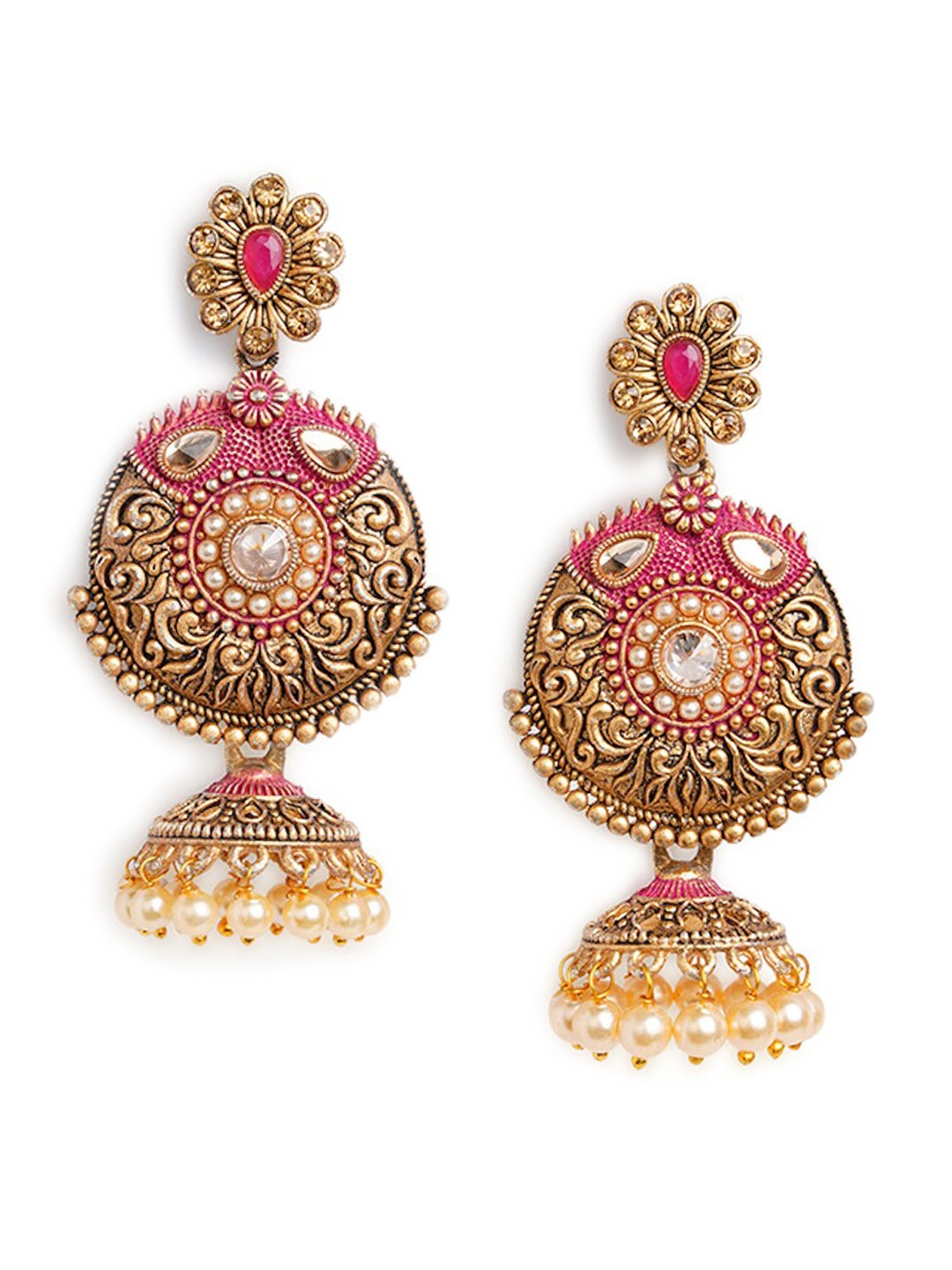 

HOT AND BOLD Gold-Plated Dome Shaped Jhumkas Earrings