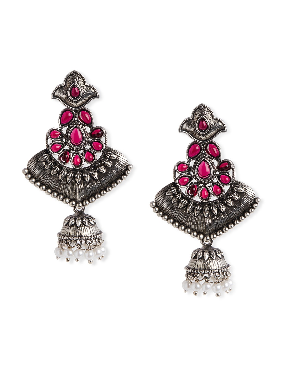

HOT AND BOLD Silver-Plated Contemporary Jhumkas