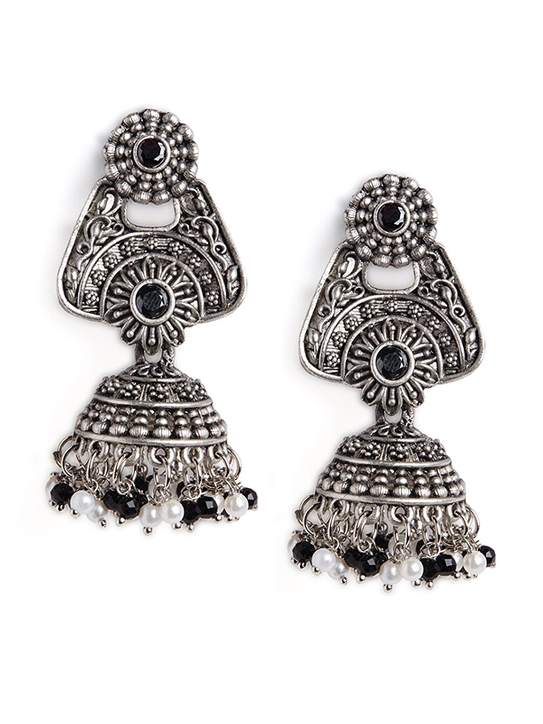 

HOT AND BOLD Silver-Plated Dome Shaped Jhumkas