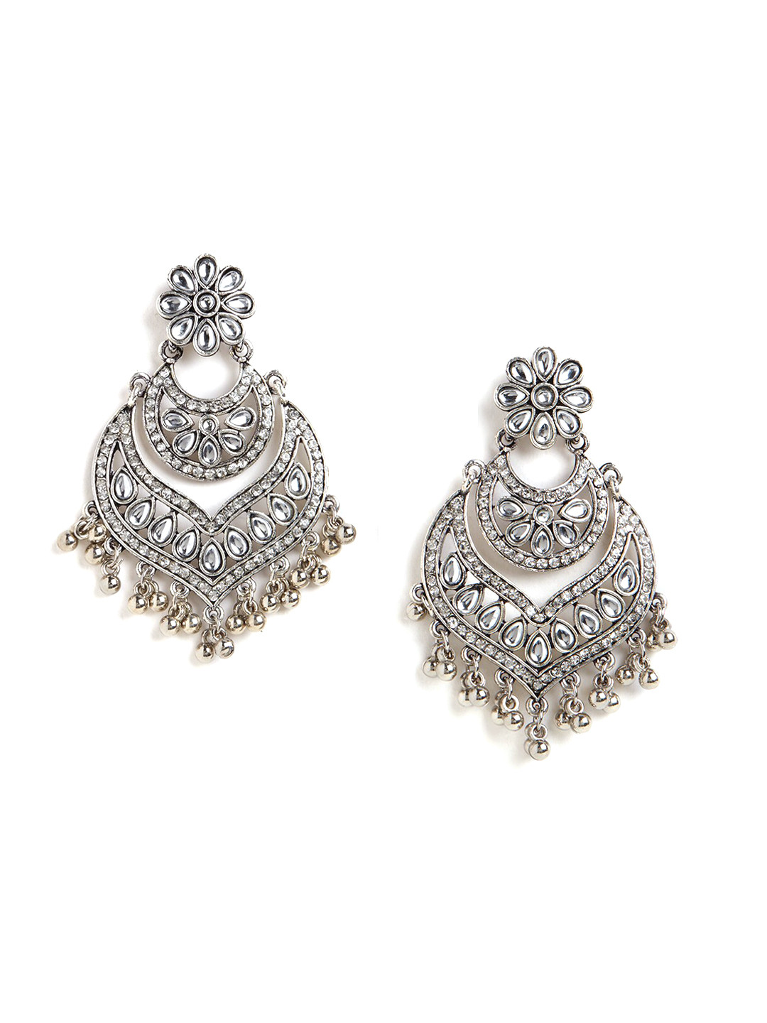 

HOT AND BOLD Silver-Plated Teardrop Shaped Drop Earrings
