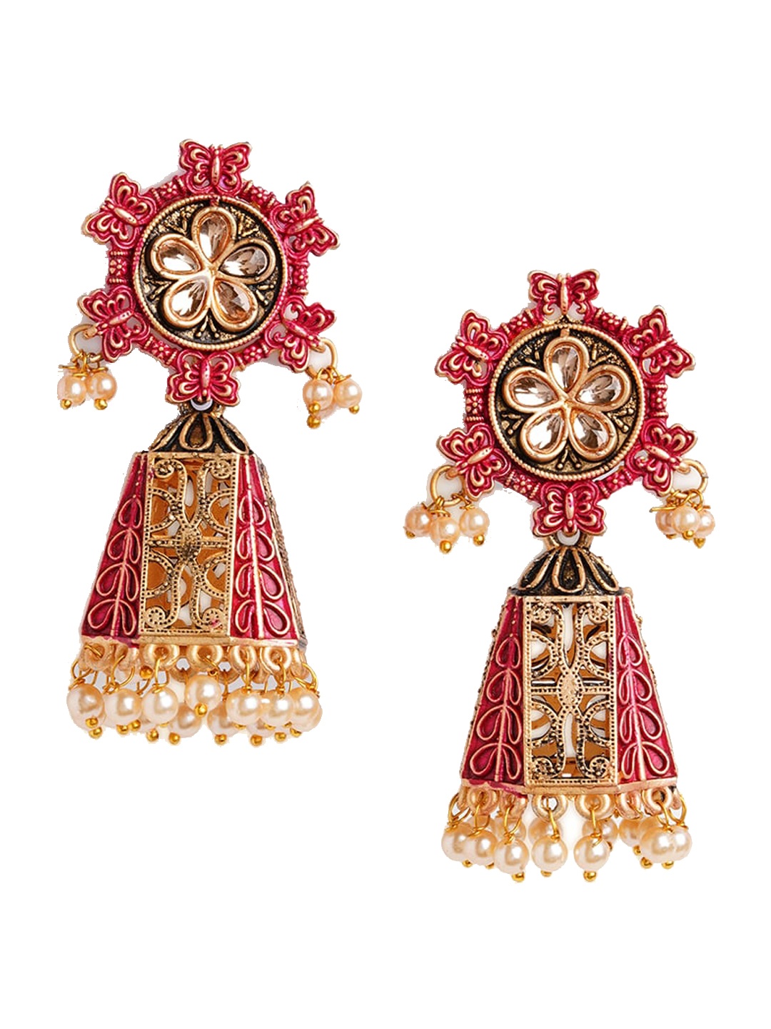 

HOT AND BOLD Gold-Plated Dome Shaped Jhumkas Earrings