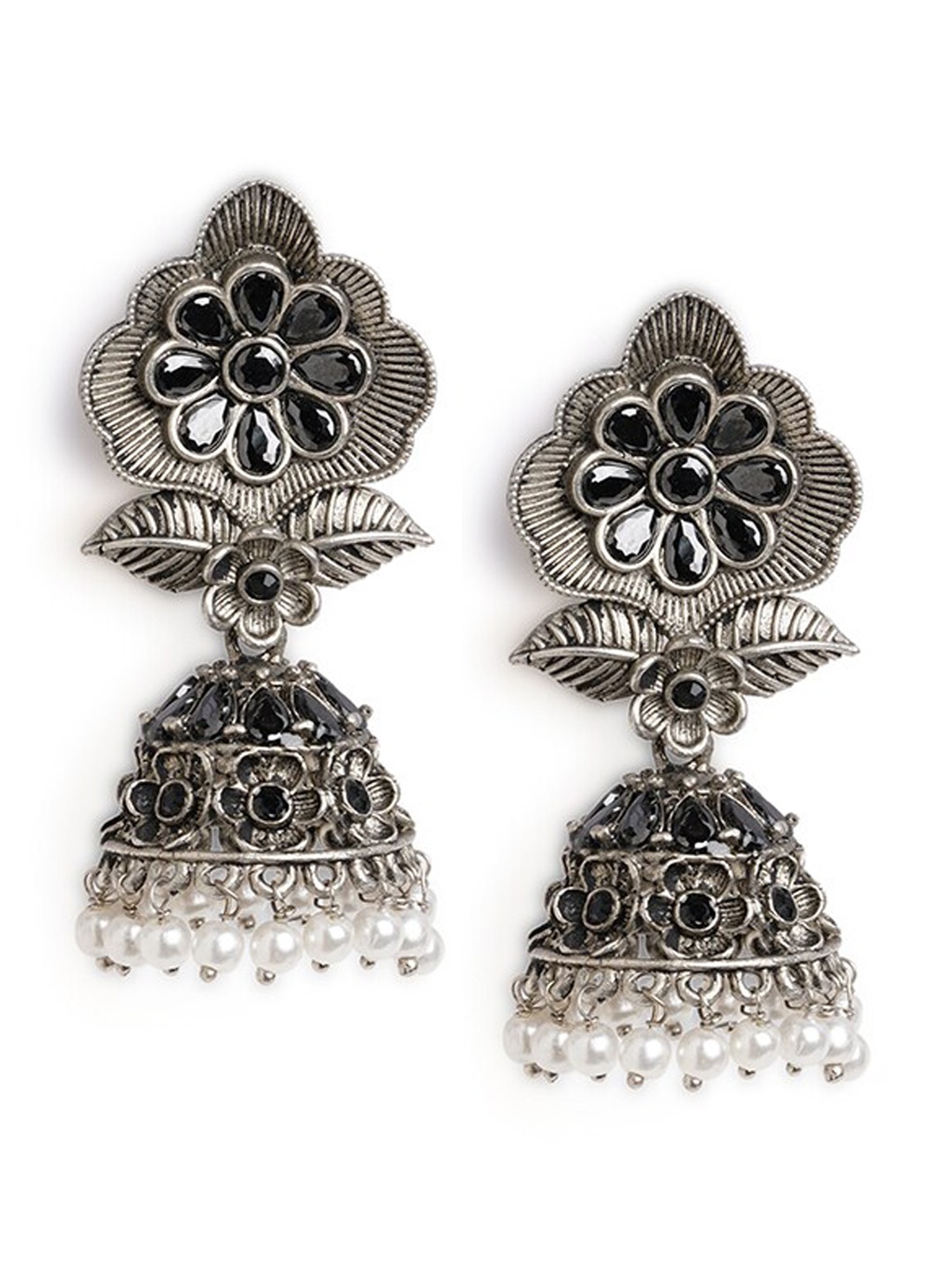 

HOT AND BOLD Silver-Plated Dome Shaped Jhumkas