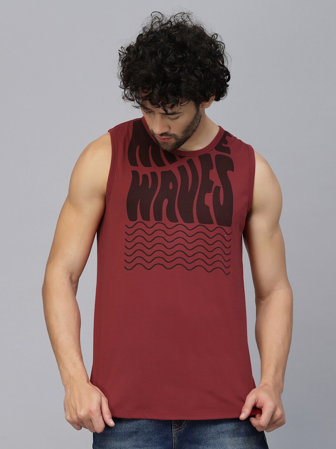 

Rigo Typography Printed Cotton Slim Fit T-shirt, Maroon