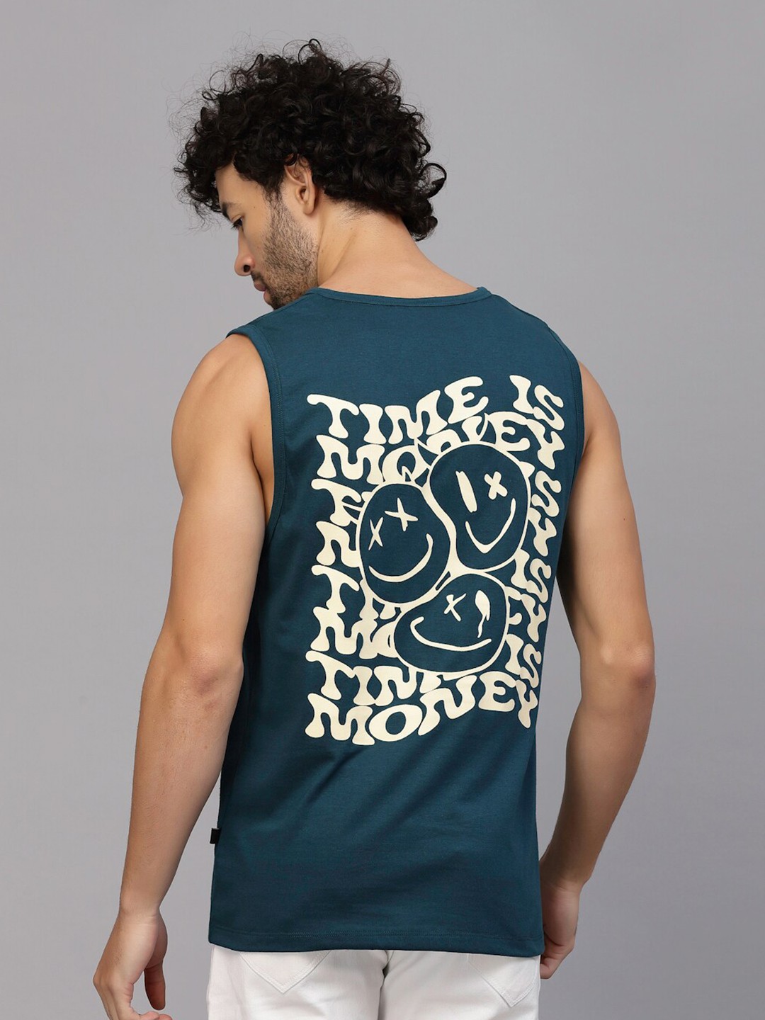 

Rigo Typography Printed Cotton Slim Fit T-shirt, Teal