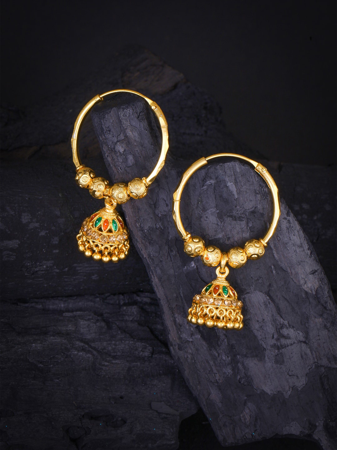 

MEENAZ Gold-Plated Stone Studded Jhumkas Earrings