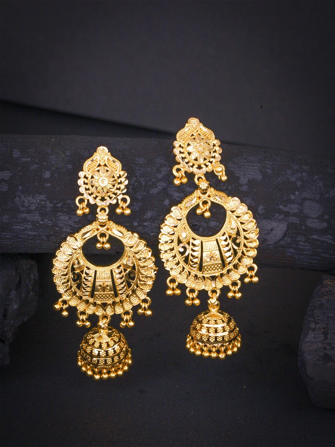 

MEENAZ Gold-Plated Contemporary Chandbalis Earrings