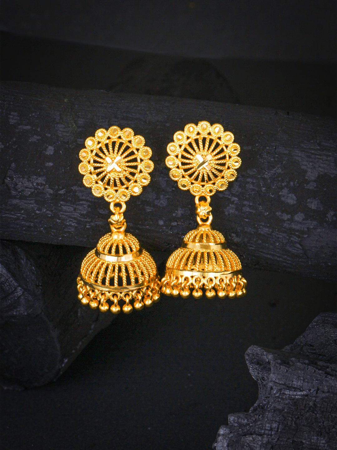 

MEENAZ Gold-Plated Circular Jhumkas Earrings