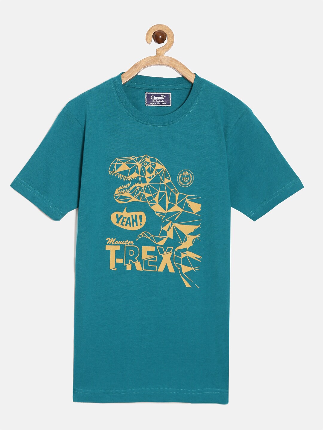 

Chennis Boys Typography Printed Round Neck Slim Fit T-shirt, Teal