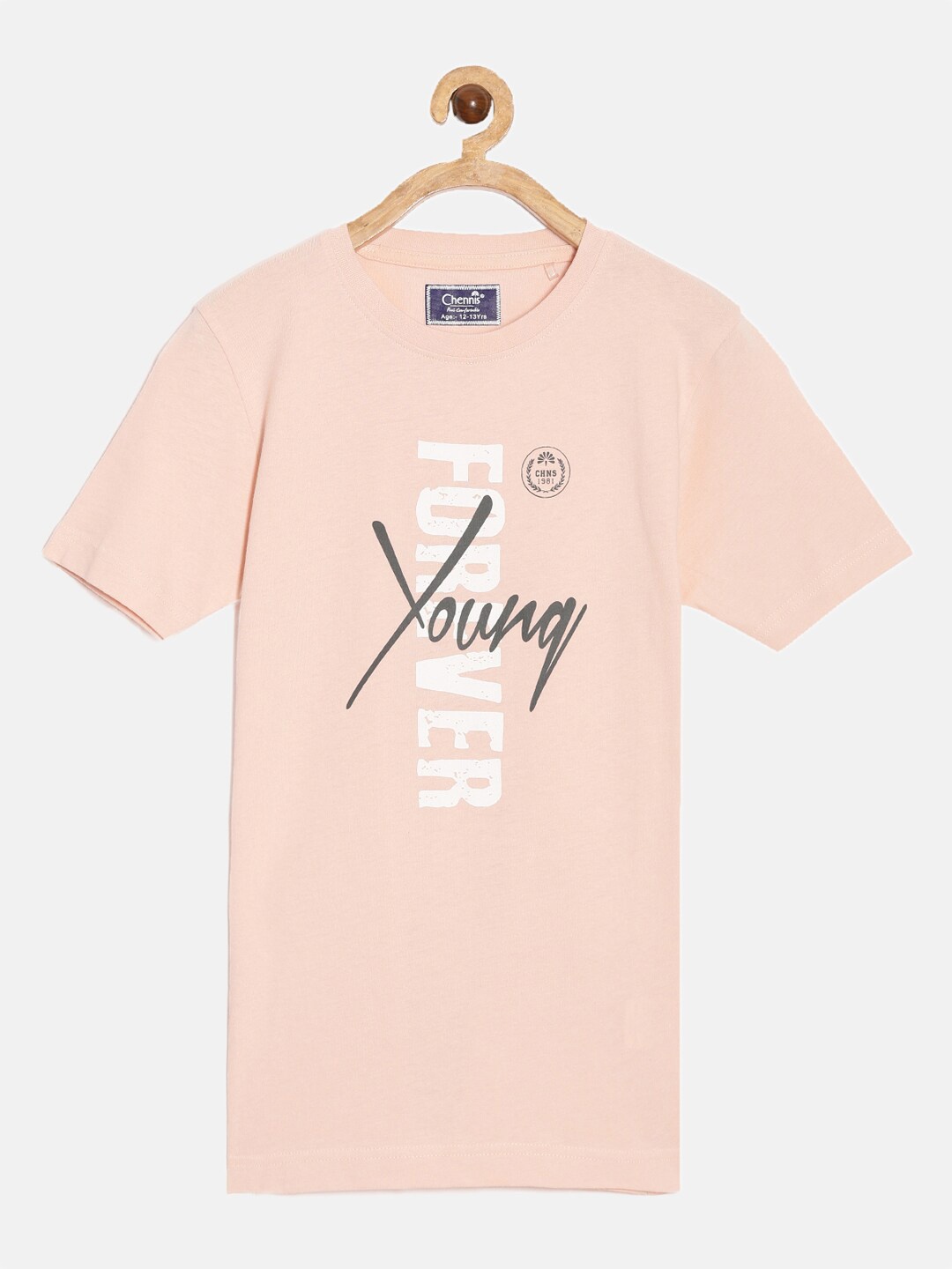 

Chennis Boys Typography Printed Slim Fit Cotton T-shirt, Pink