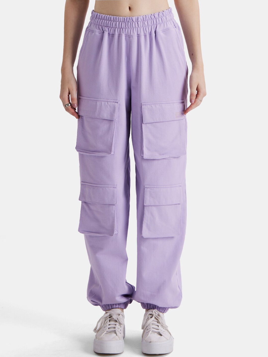 

The Souled Store Women Mid-Rise Cotton Joggers, Lavender