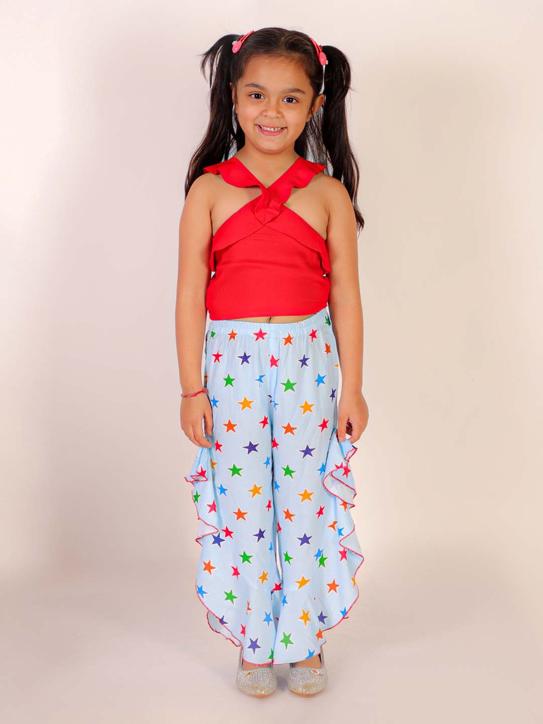 

M'andy Girls Printed Top With Trousers, Blue