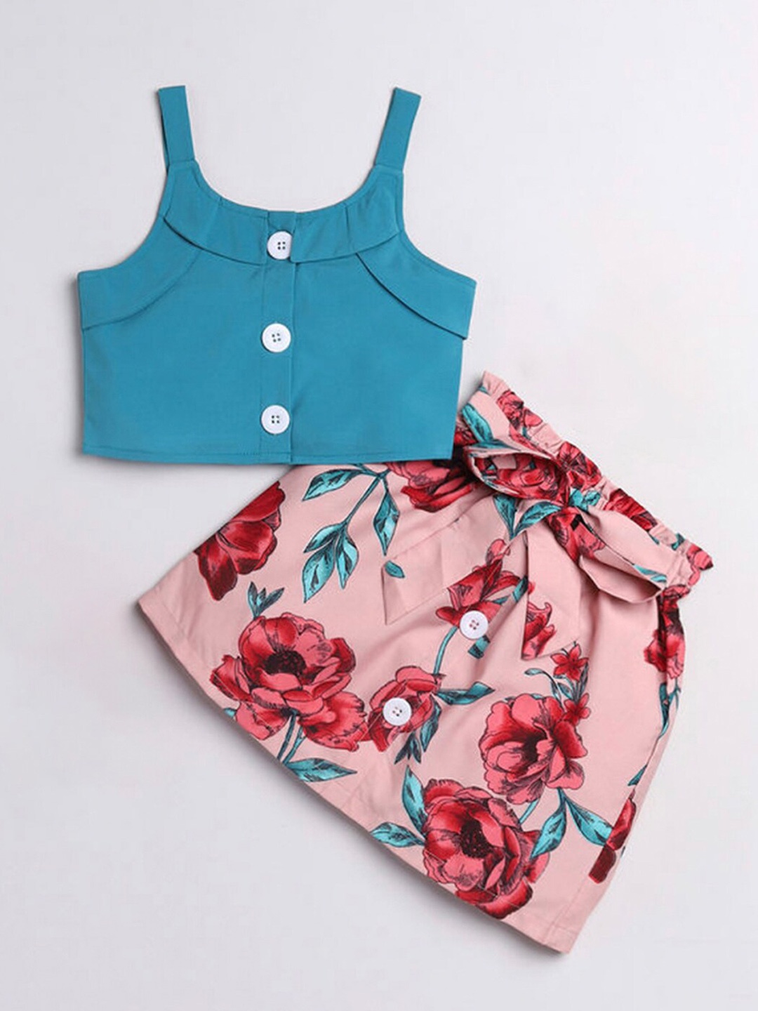 

M'andy Girls Printed Top with Skirt, Blue