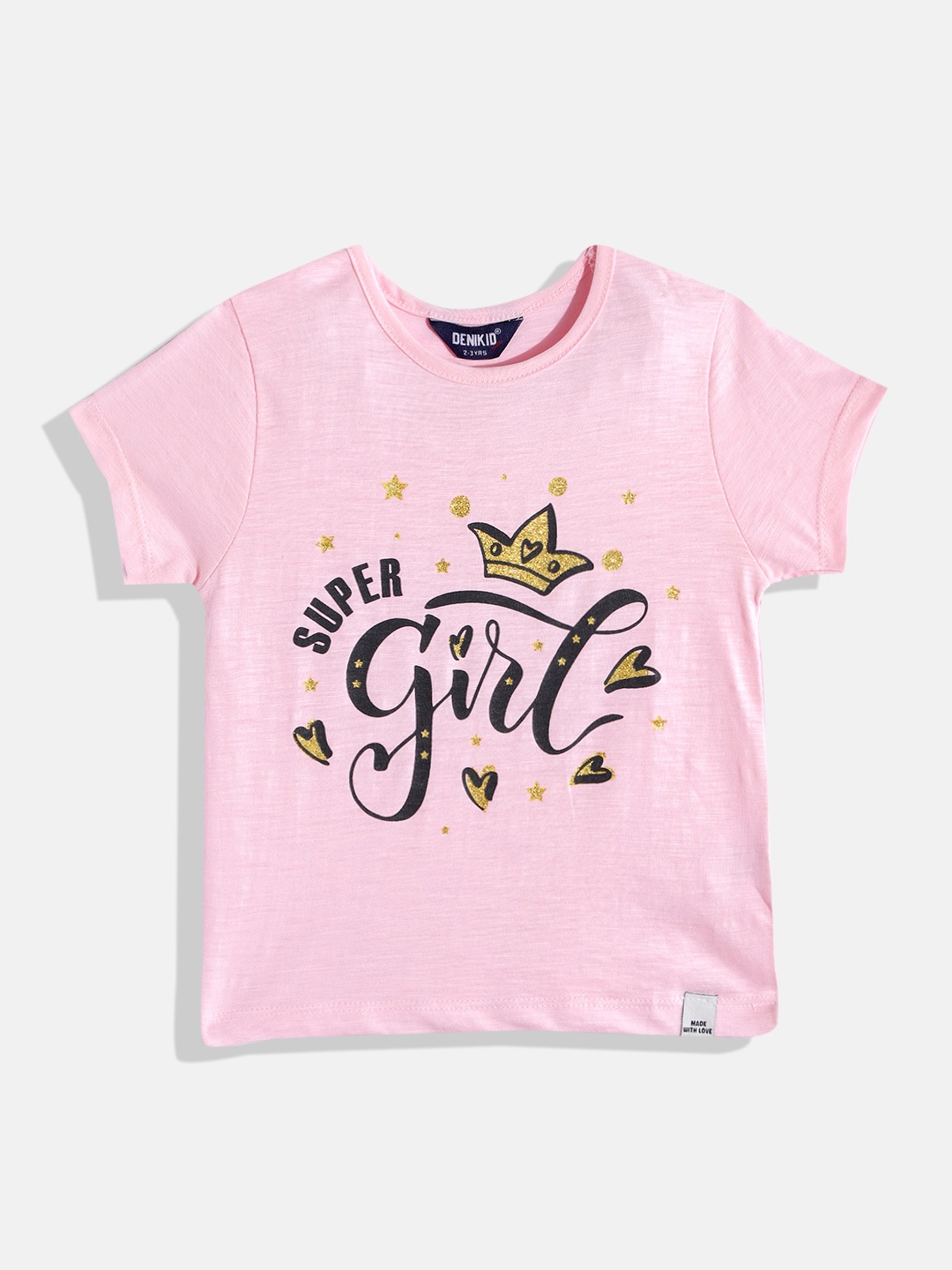 

Eteenz Girls Printed Premium Cotton T-shirt, Pink