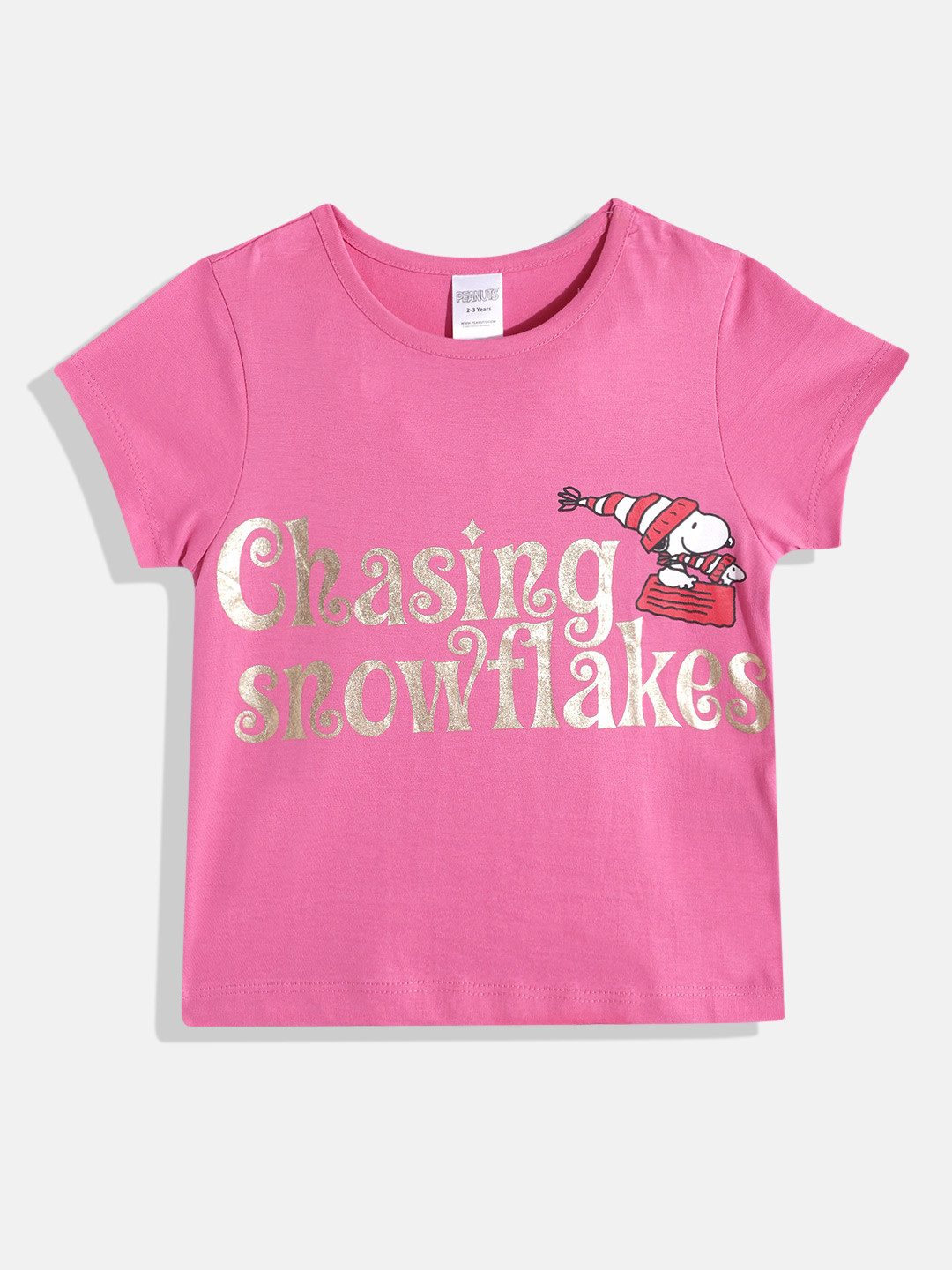 

Eteenz Girls Peanuts Print Premium Cotton T-shirt, Pink