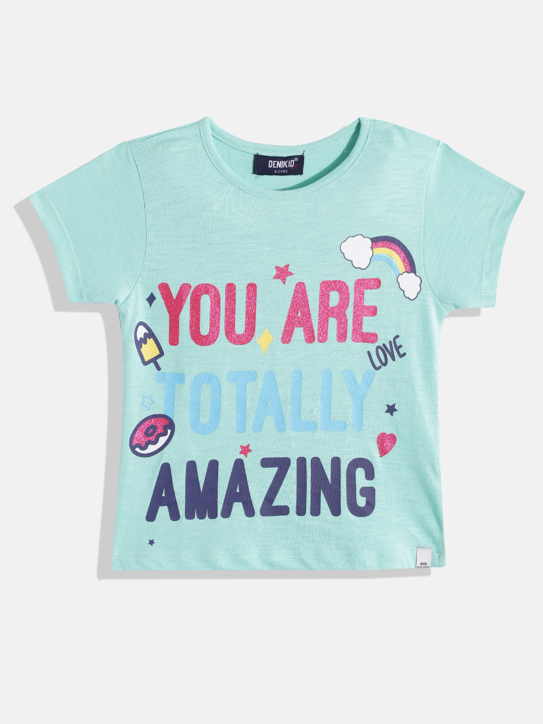 

Eteenz Girls Printed Premium Cotton T-shirt, Sea green