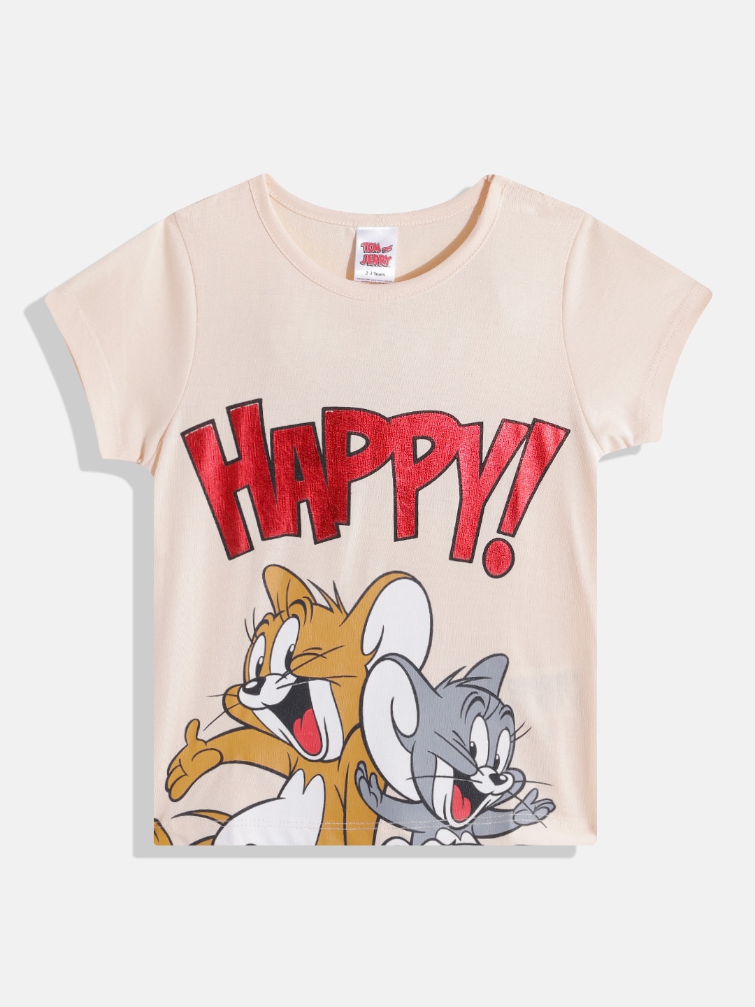 

Eteenz Girls Tom& Jerry Print Premium Cotton T-shirt, Beige