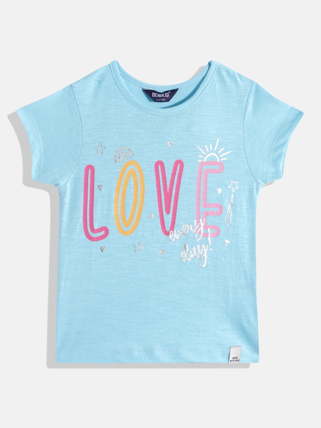 

Eteenz Girls Printed Premium Cotton T-shirt, Blue
