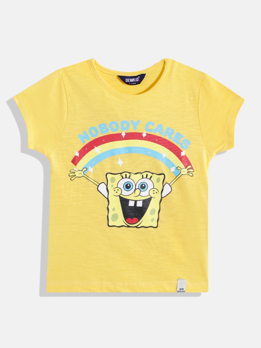 

Eteenz Girls Spongebob Printed Premium Cotton T-shirt, Yellow