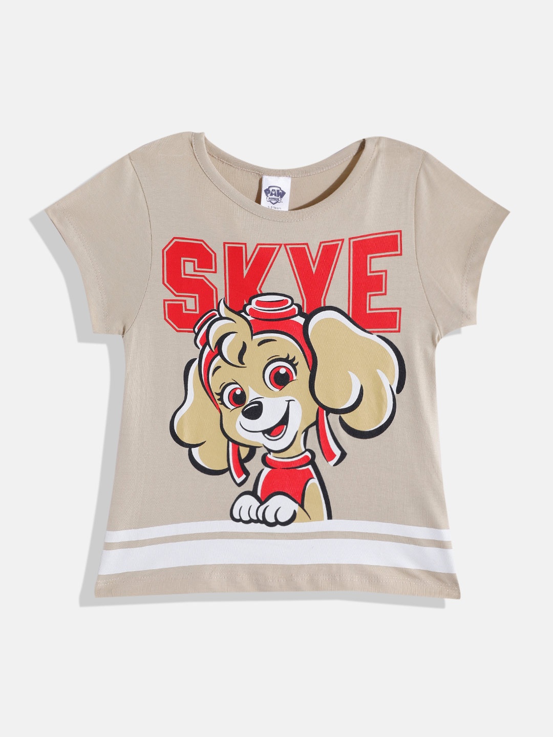 

Eteenz Girls Paw Patrol Print Premium Cotton T-shirt, Beige
