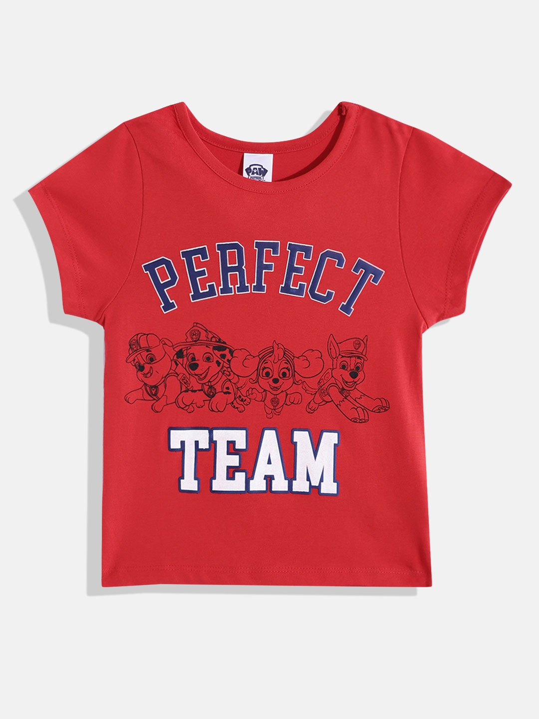 

Eteenz Girls Paw Patrol Print Premium Cotton T-shirt, Red
