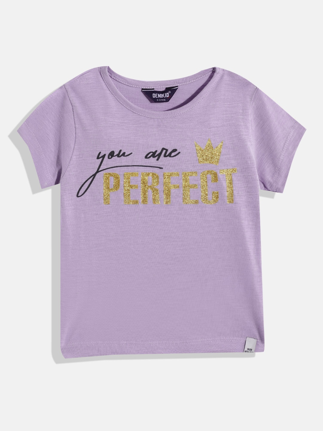

Eteenz Girls Printed Premium Cotton T-shirt, Lavender