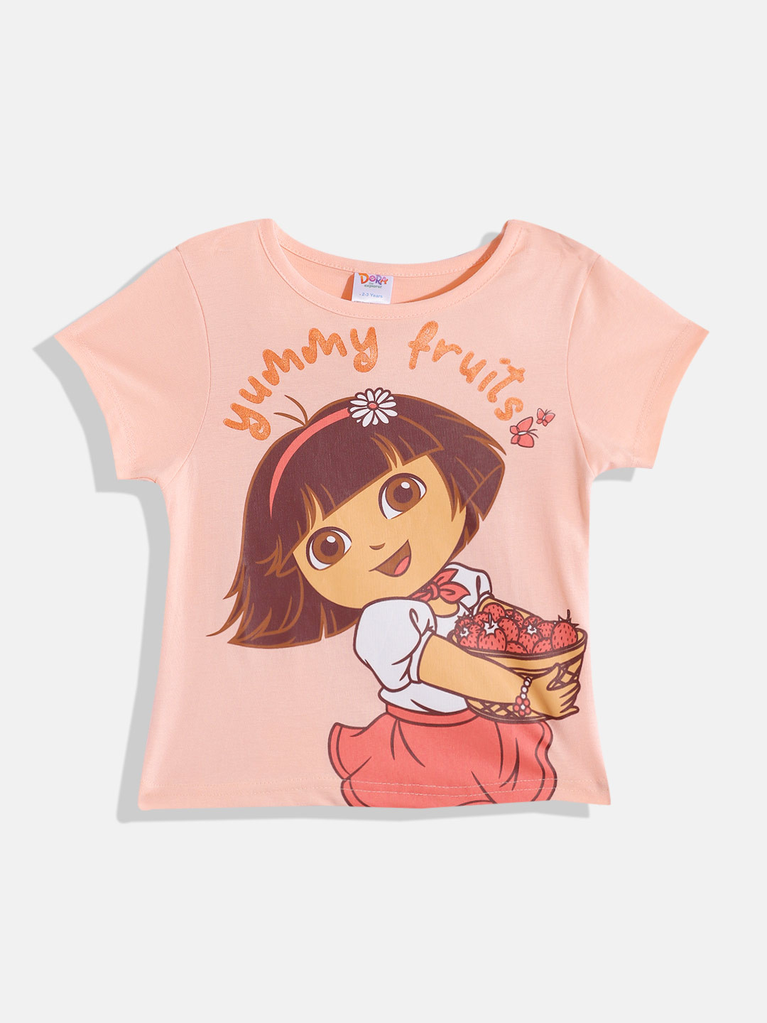 

Eteenz Girls Dora Print Premium Cotton T-shirt, Peach