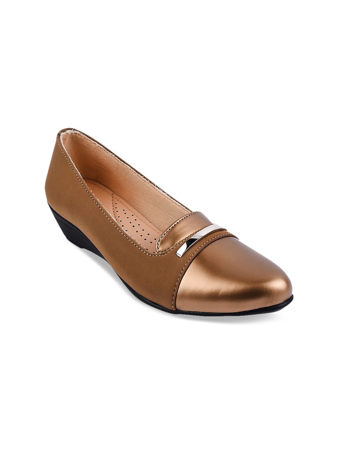 

DressBerry Copper-Toned Wedge Pumps Heels