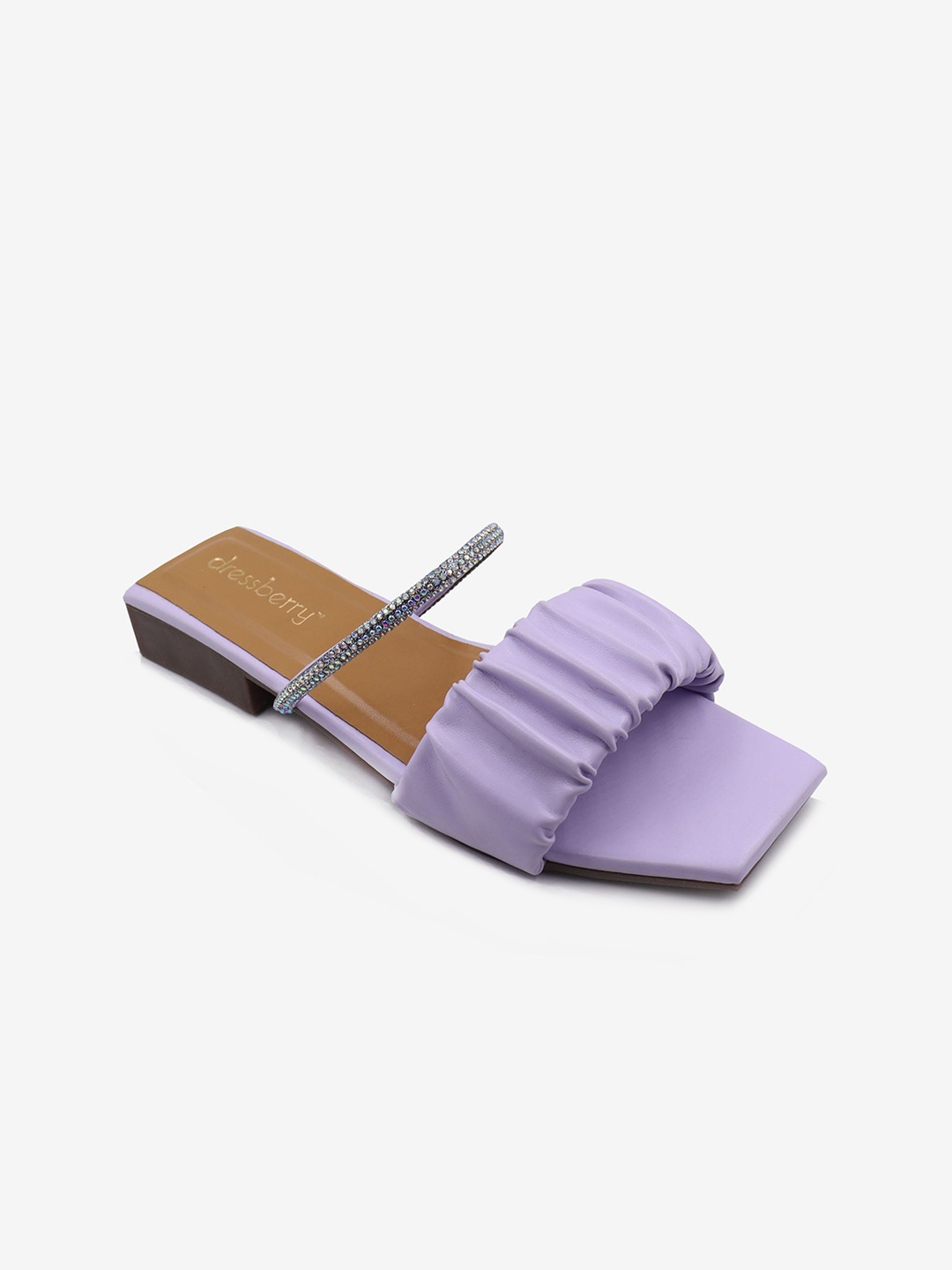 

DressBerry Lavender And Silver-Toned Embellished Open Toe Flats