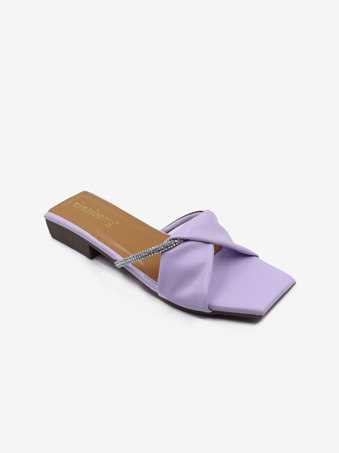 

DressBerry Lavender And Silver-Toned Embellished Open Toe Flats