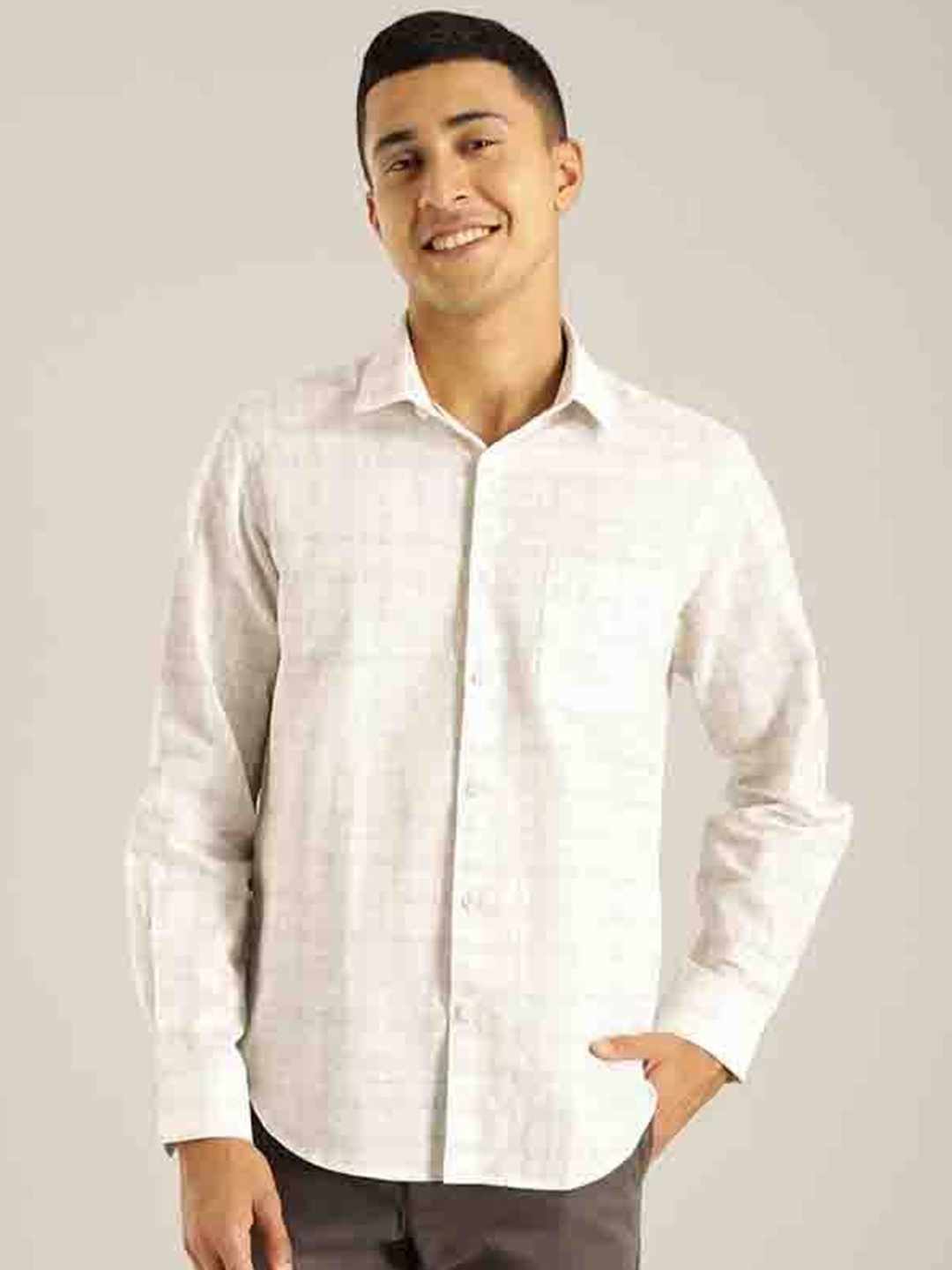 

Indian Terrain Chiseled Slim Fit Tartan Checks Pure Cotton Casual Shirt, White
