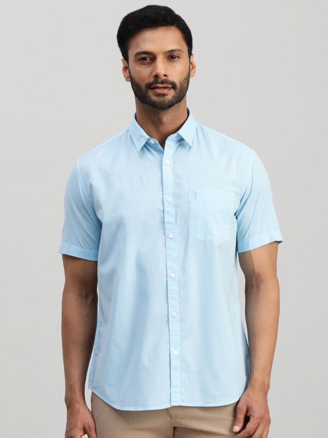 

Indian Terrain Chiseled Slim Fit Pure Cotton Casual Shirt, Blue