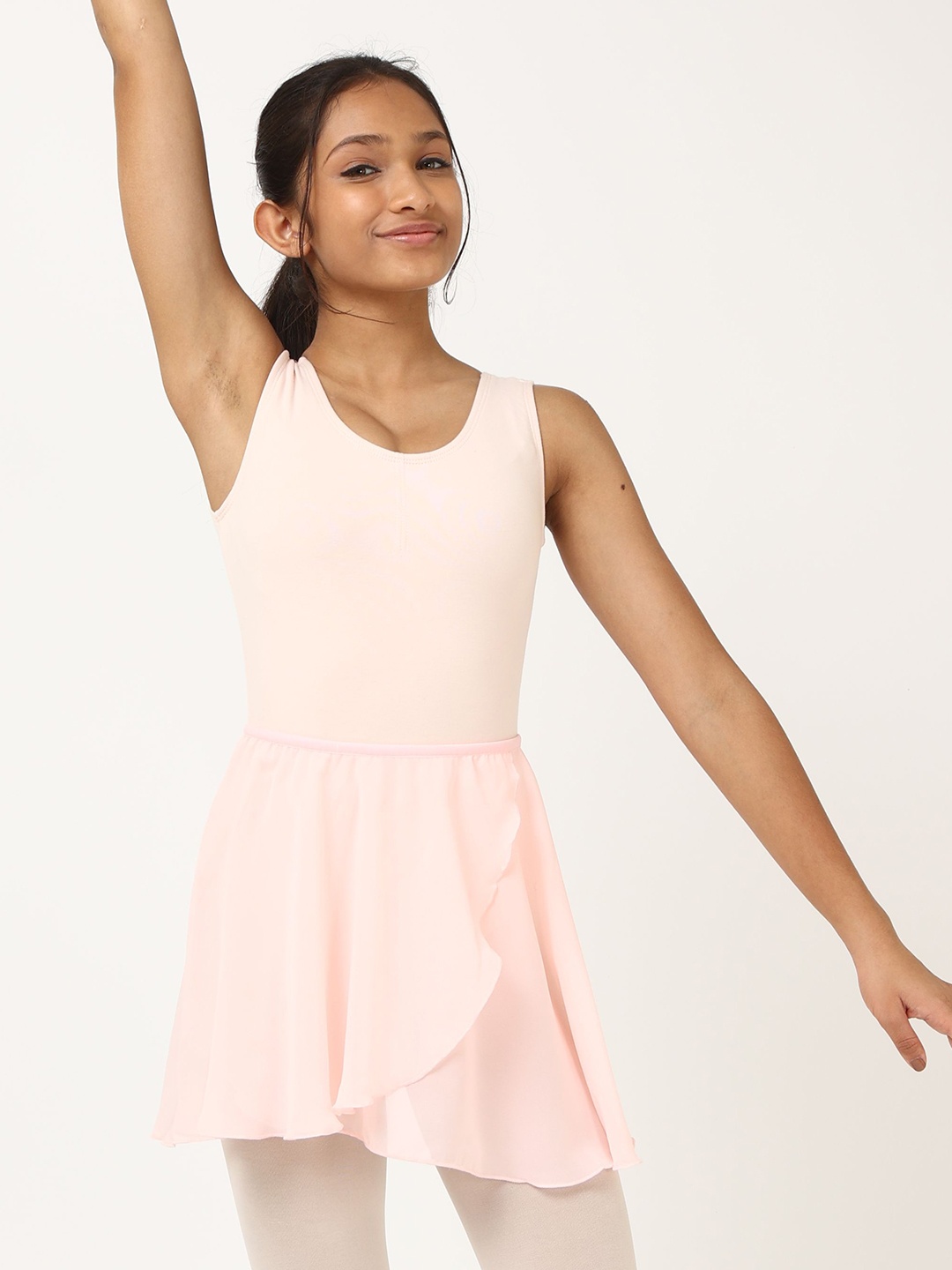 

IKAANYA Girls Ballet tank leotard with Elastic Skirt, Peach