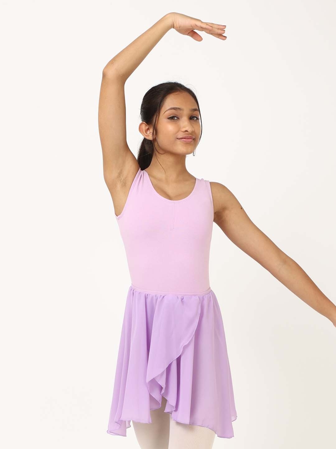 

IKAANYA Ballet Tank leotard with Wrap around skirt, Purple