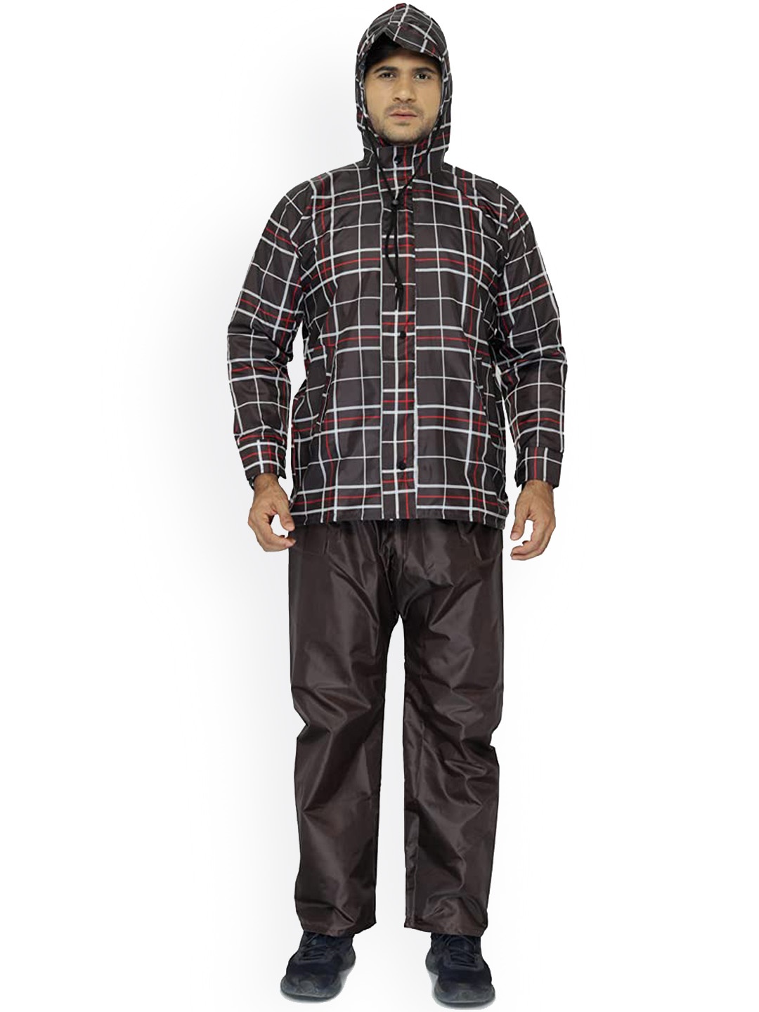 

THE CLOWNFISH Men Hooded Reversible Rain Suit, Brown