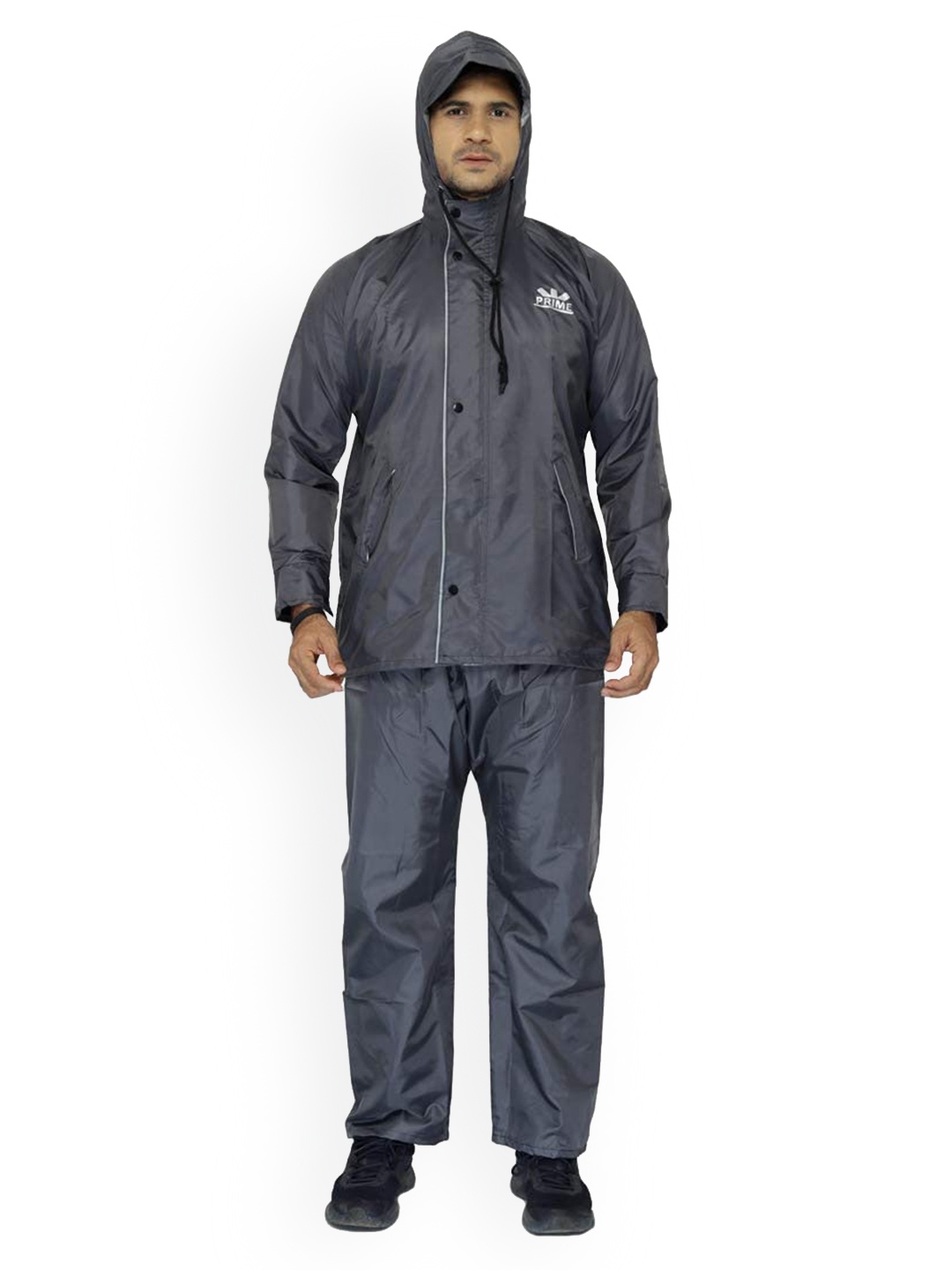 

THE CLOWNFISH Men Hooded Waterproof Rain Suit, Grey