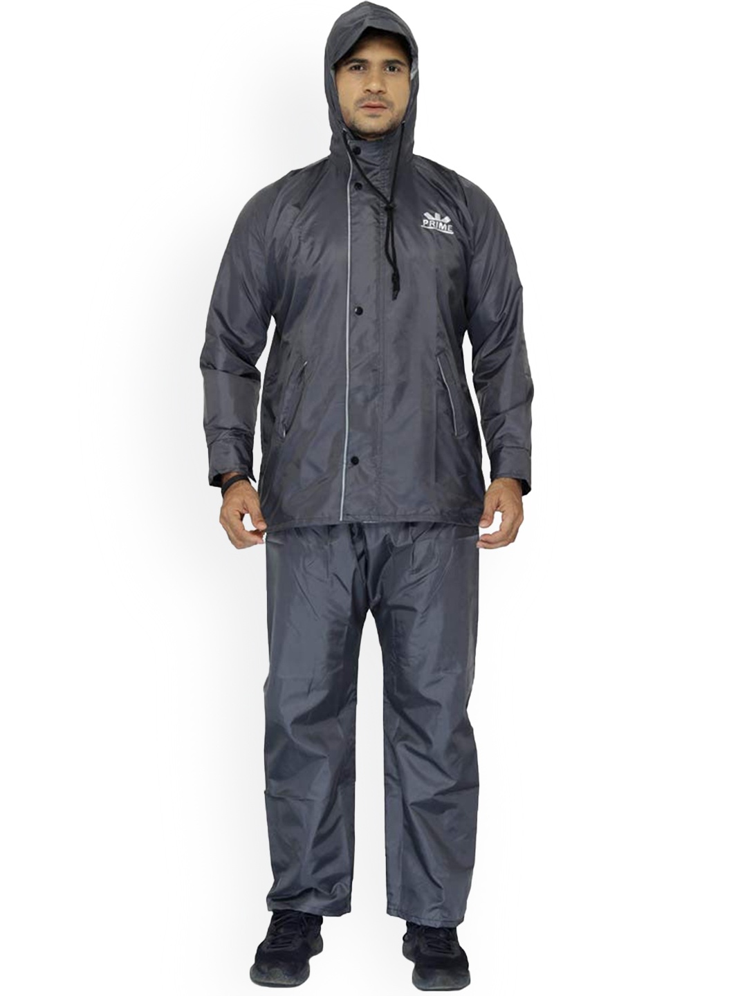 

THE CLOWNFISH Men Hooded Waterproof Reversible Double Layer Rain Suit, Grey