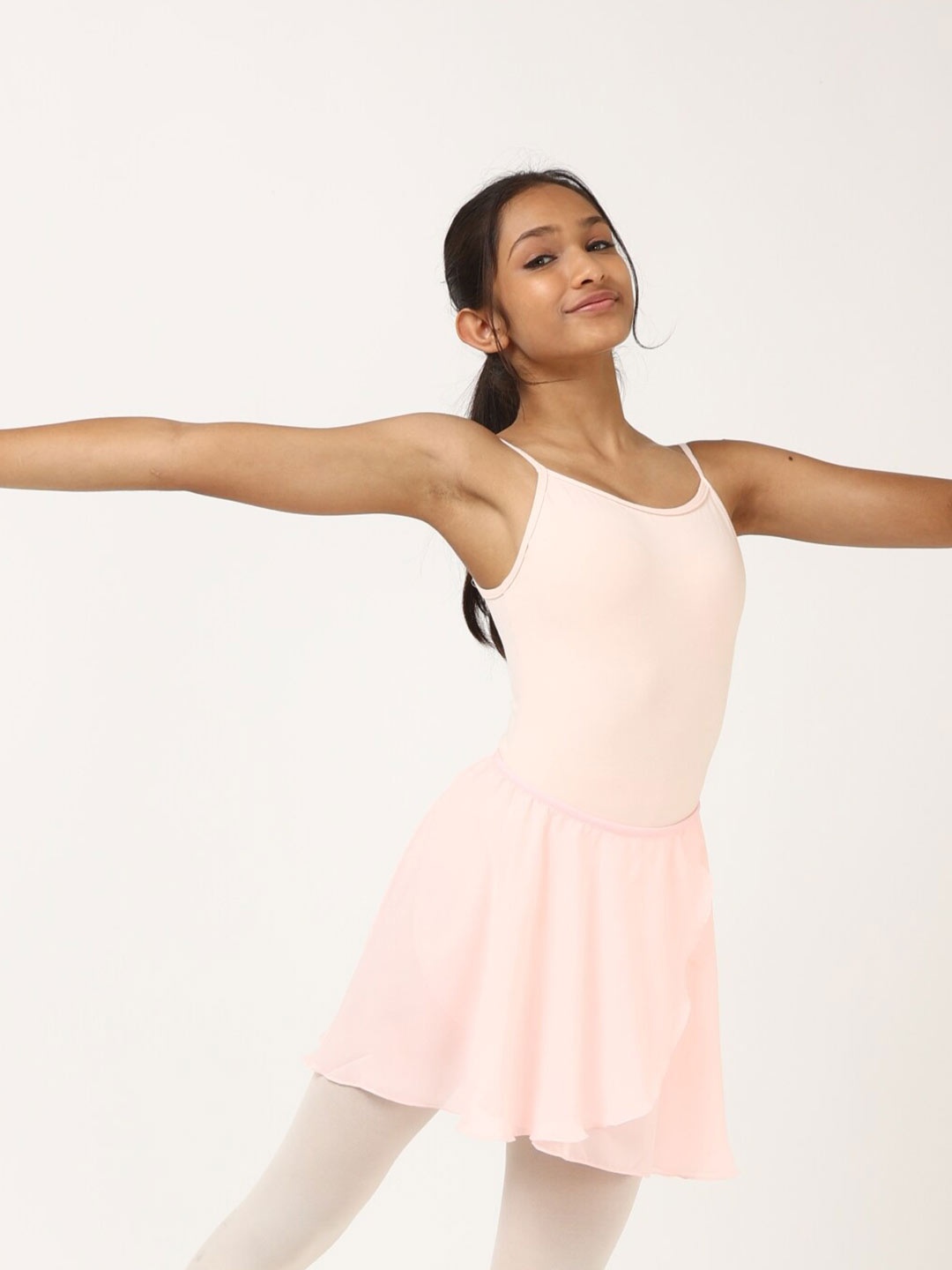 

IKAANYA Girls Ballet Camisole Leotard And Skirt, Peach