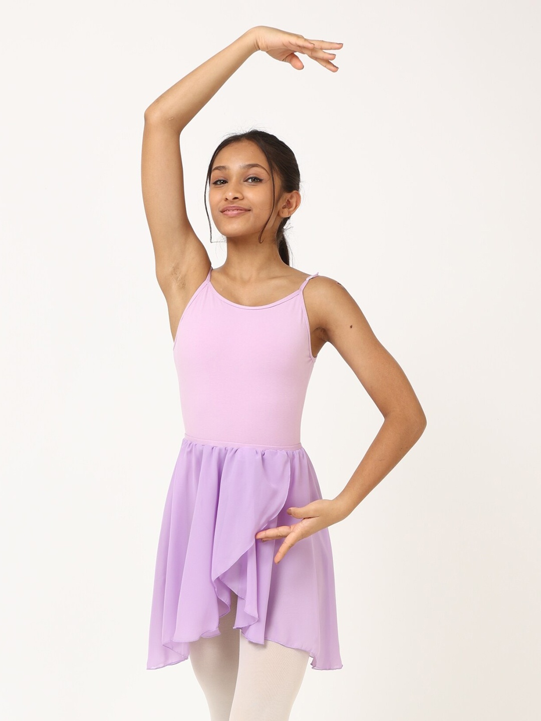 

IKAANYA Girls Ballet Camisole Leotard With Wrap Around Skirt, Lavender