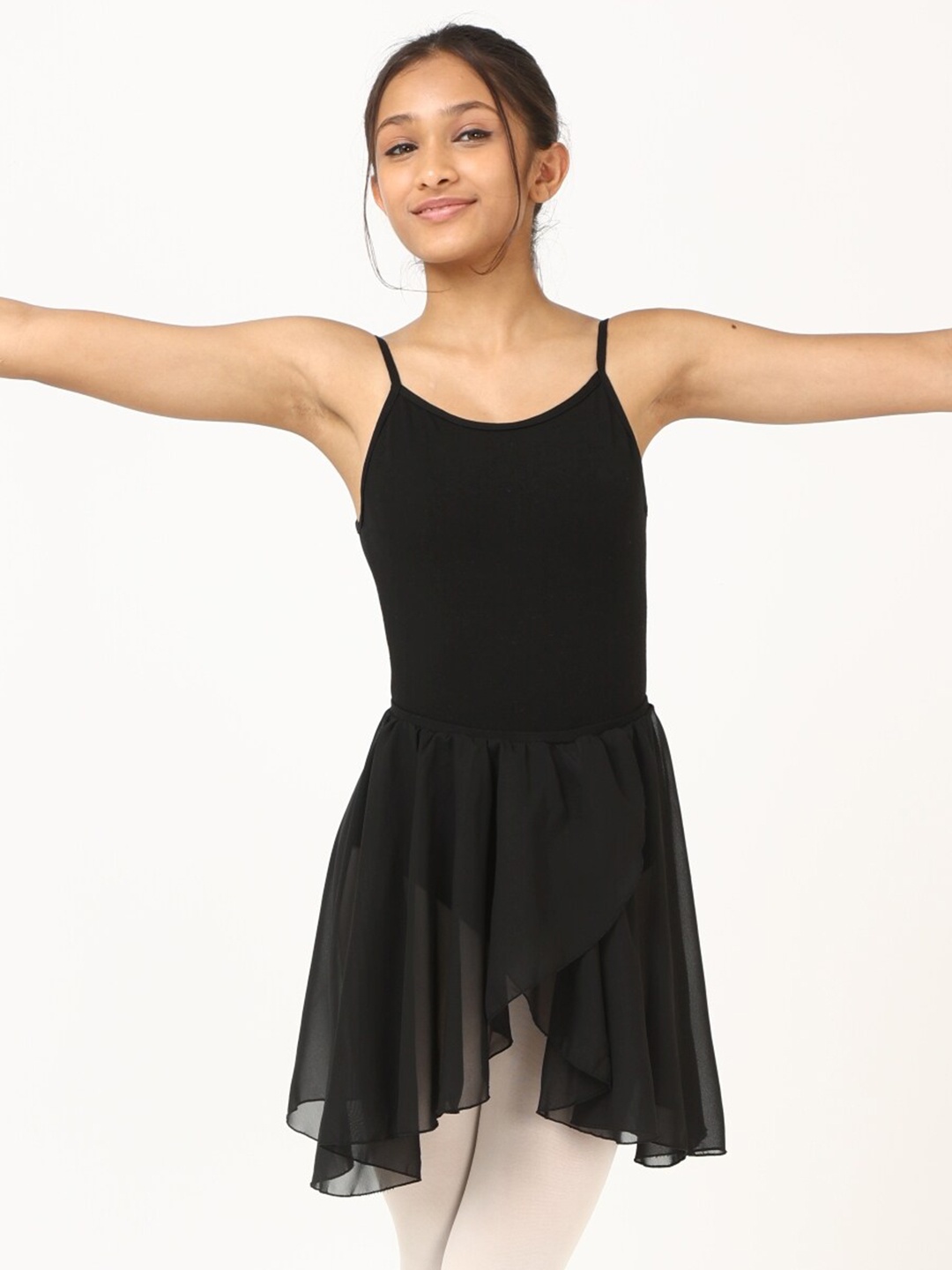 

IKAANYA Ballert Camisole Leotard With Wrap Around Skirt, Black