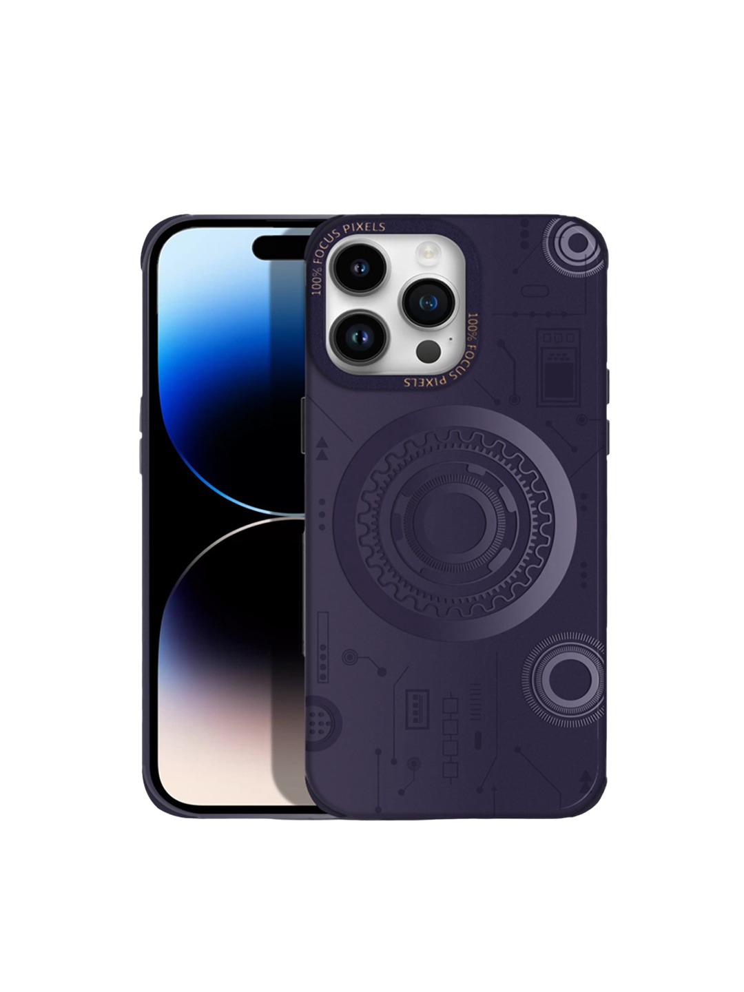 

Karwan Mechanical Techno Design Mag Safe iPhone 14 Pro Max Back Case, Purple