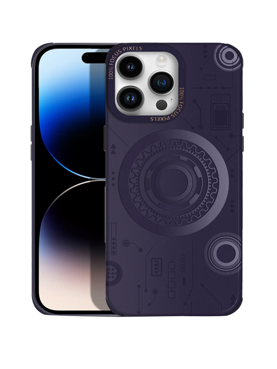 

Karwan Mechanical Techno Design Mag Safe iPhone 14 Pro Back Case, Purple