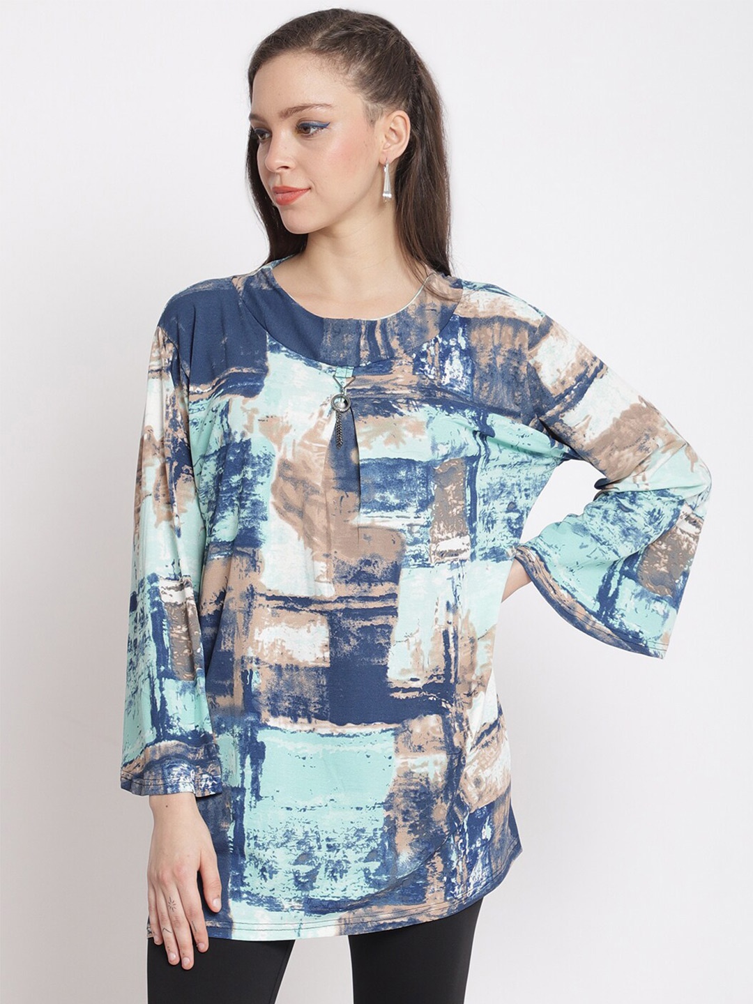 

The Mini NEEDLE Abstract Printed Longline Top, Blue